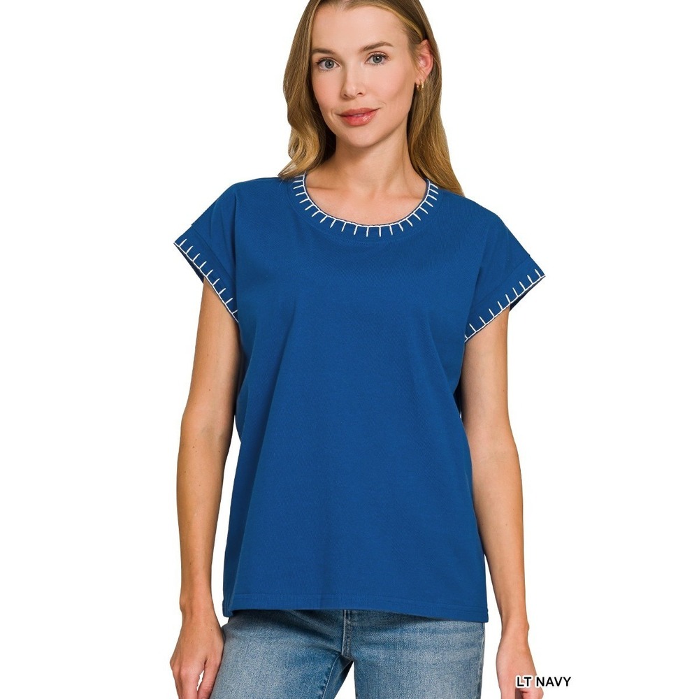 Zenana‎ Stitch Detailed Oversize Top - Large